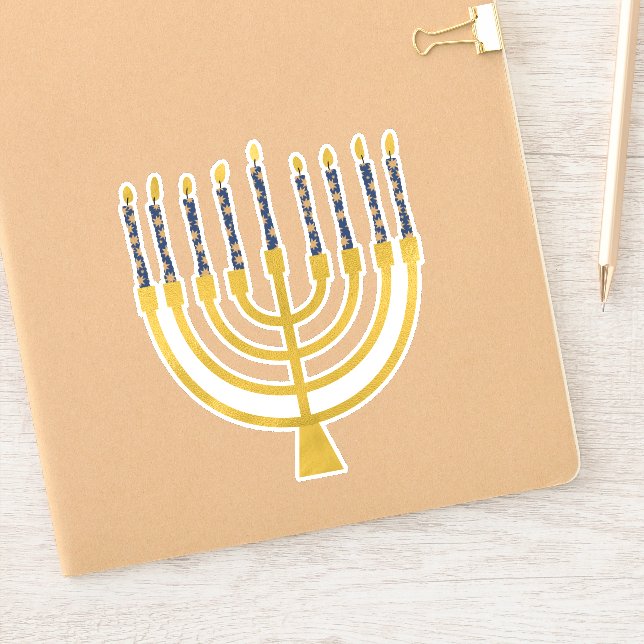 Pegatina Velas celestes de Menorah Hanukkah (Cuaderno)