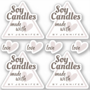 Pegatina Velas Naturales Corazón Hechas con Amor Marrón Rús