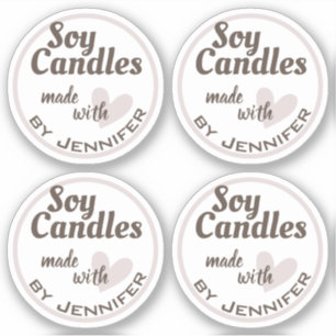 Pegatina Velas Naturales de Corazón Hechas con Amor Marrón 