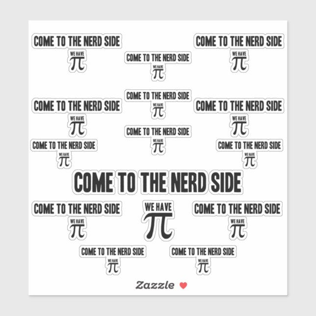 Pegatina Ven al nerd para el estilo tipográfico de Pi (Hoja)