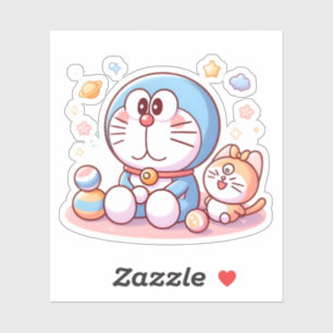 Pegatina Ven Ven Gato Y Doraemon