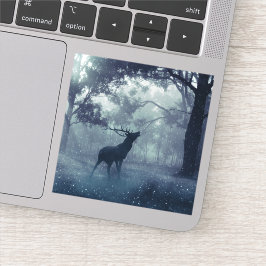 Pegatina Venado con polleras en un bosque oscuro