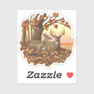 Pegatina Venado de cola blanca en otoño de Nueva Inglaterra