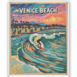 Pegatina Venice Beach Surf California Vintage Bold Colors