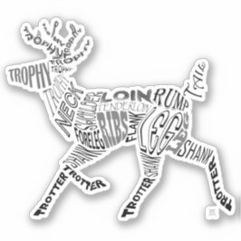 Pegatina Venison Deer Calligram Typography Word Cloud