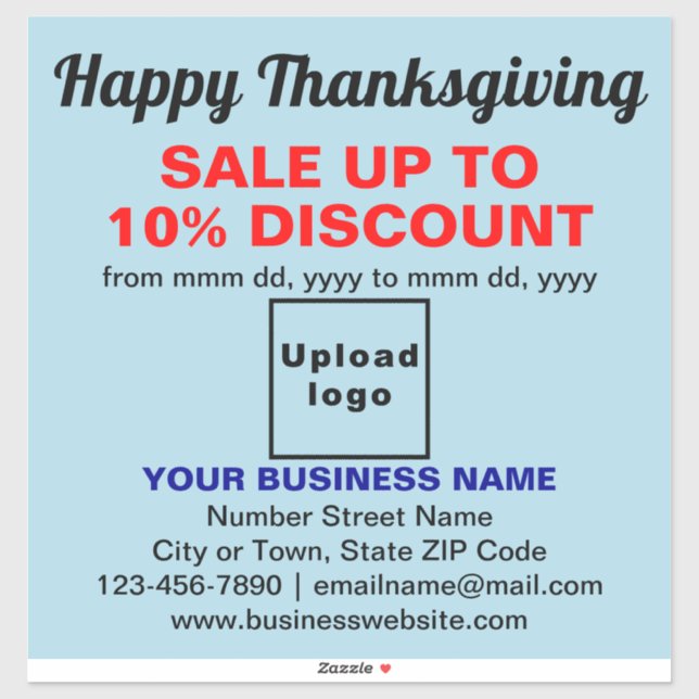 Pegatina Venta de Acción de Gracias de Negocios en Vinyl Az (Hoja)