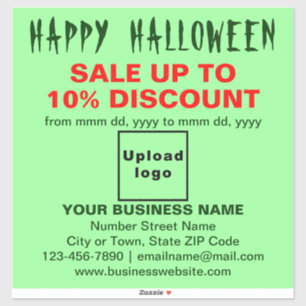 Pegatina Venta de negocios de Halloween en vinilo verde cla