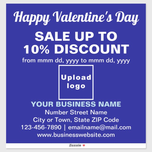 Pegatina Venta de San Valentín en Sticker de Vinilo Azul (Hoja)