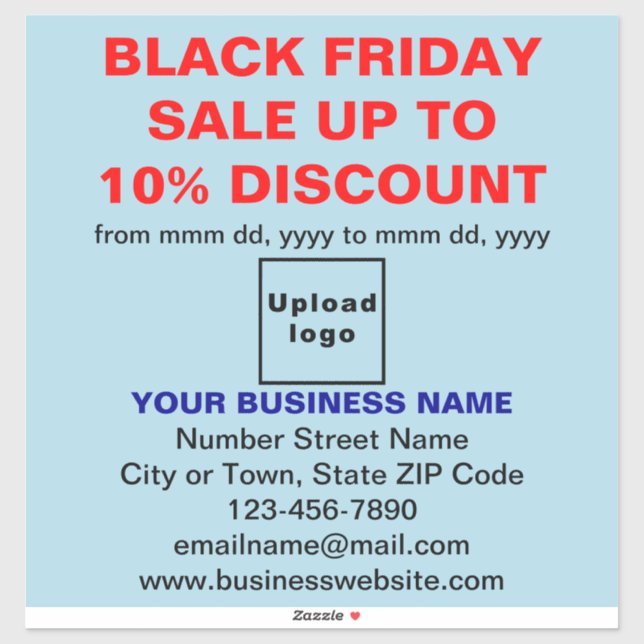 Pegatina Venta del Black Friday de Negocios en Light Blue (Hoja)