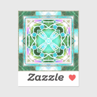 Pegatina Ventana de la Catedral de Vidrio Manchado en Verde