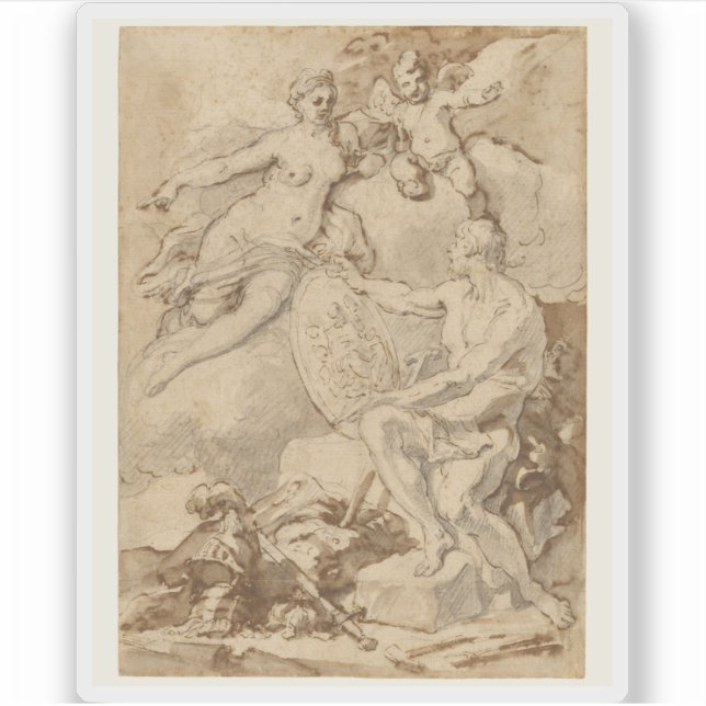 Pegatina Venus recibe de Vulcan las armas de Aeneas (Anverso)