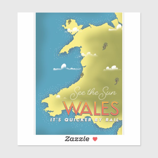 Pegatina Ver el afiche de viaje de Sun Wales. (Hoja)