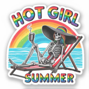 Pegatina Verano Chica caliente - Skeleton Beach Vibe
