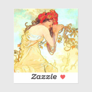Pegatina Verano de Art Nouveau de Alphonse Mucha