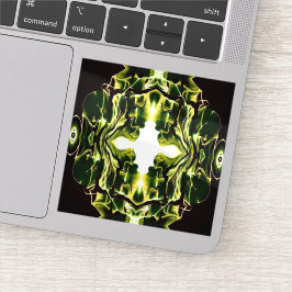 Pegatina Verdant Abstract Green Gold Black White Fluid Art