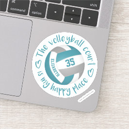 Pegatina verde azulada cancha de voleibol gris, mi lugar fe