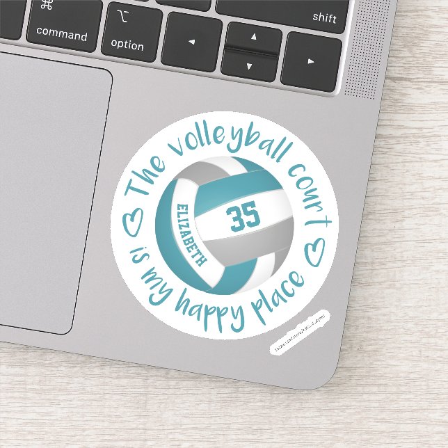 Pegatina verde azulada cancha de voleibol gris, mi lugar fe (Detalle)