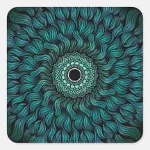 Pegatina verde azulado de Zentangle/Mandala