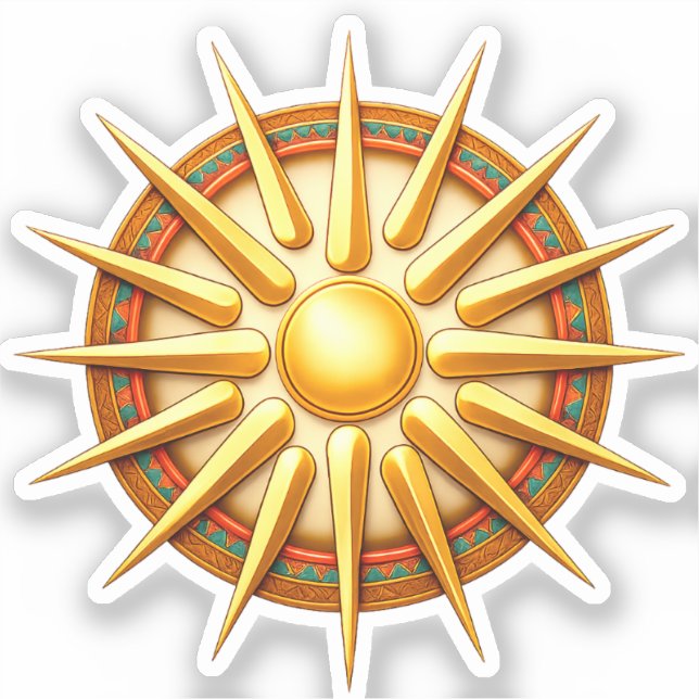 Pegatina Vergina Sun Emblem – Ancient Macedonian Symbol (Anverso)