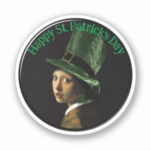 Pegatina Vermeer Collar de Perla Trébol Día de San Patricio