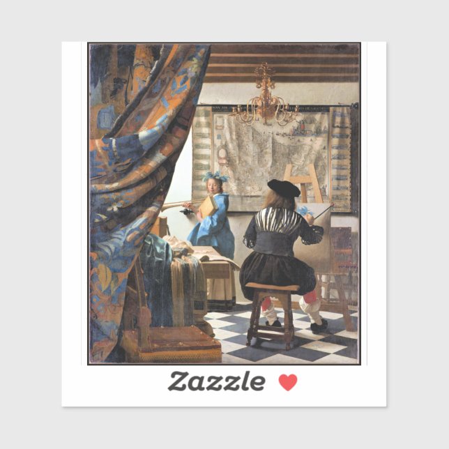 Pegatina Vermeer - El arte de la pintura (Hoja)