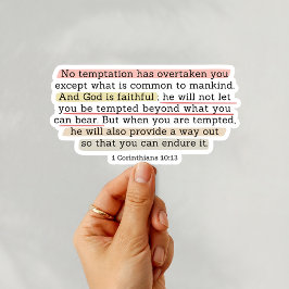 Pegatina Versículo de la Biblia cristiana 1 Corintios 10:13