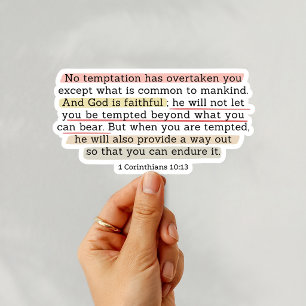 Pegatina Versículo de la Biblia cristiana 1 Corintios 10:13