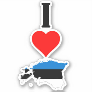 Pegatina Verticalmente amo a Estonia Mapa estonio y bandera