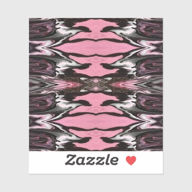 Pegatina Vertigo Abstract Red Black Silver Fluid Art (Hoja)