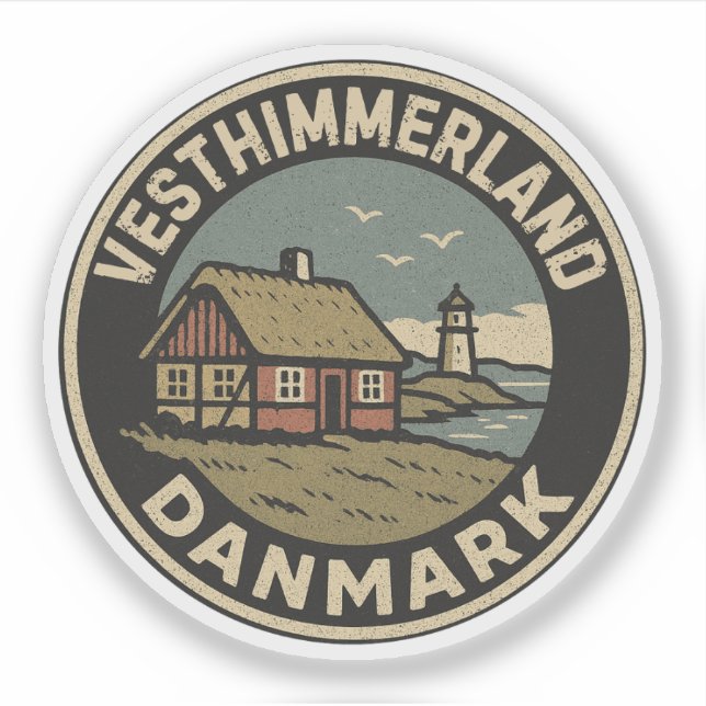 Pegatina Vesthimmerland, Dinamarca Danmark  (Anverso)