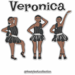 Pegatina Vestido plateado negro #1