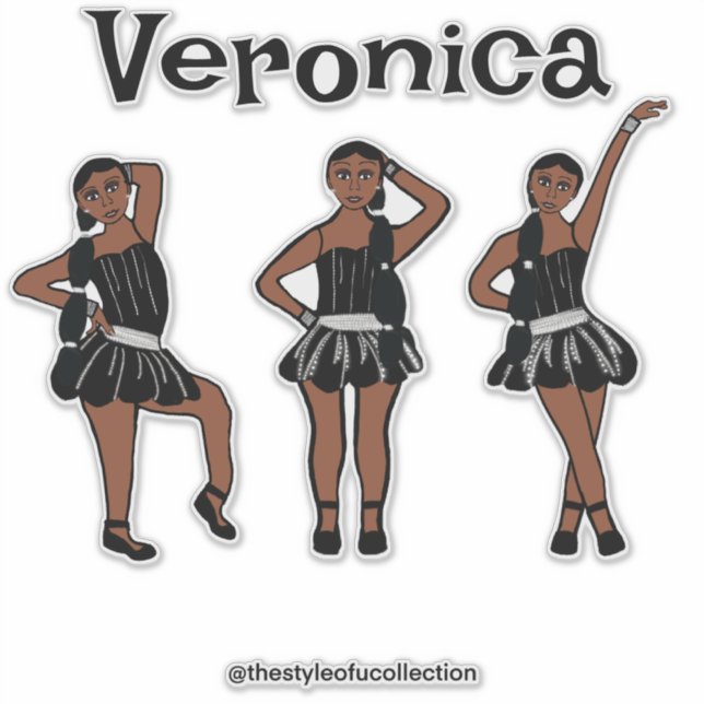 Pegatina Vestido plateado negro #1 (Anverso)