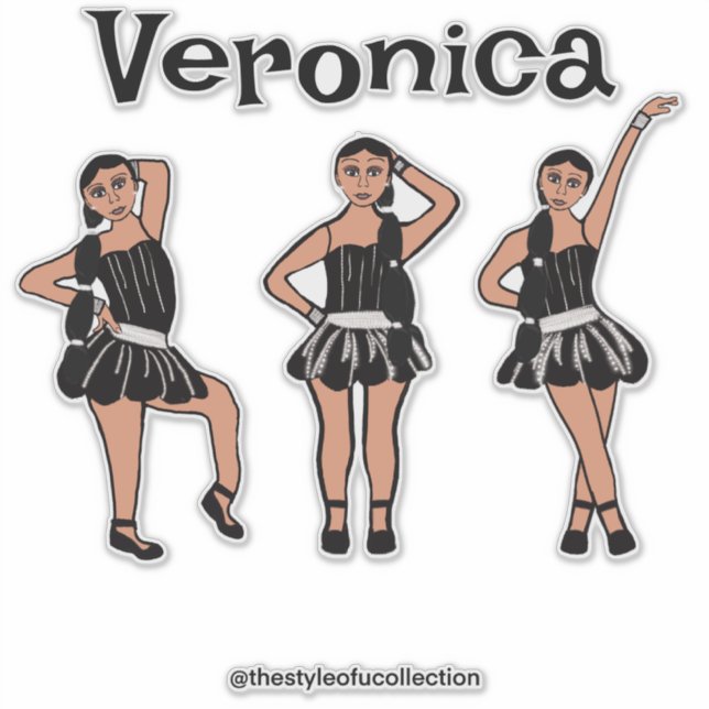 Pegatina Vestido plateado negro #2 (Anverso)