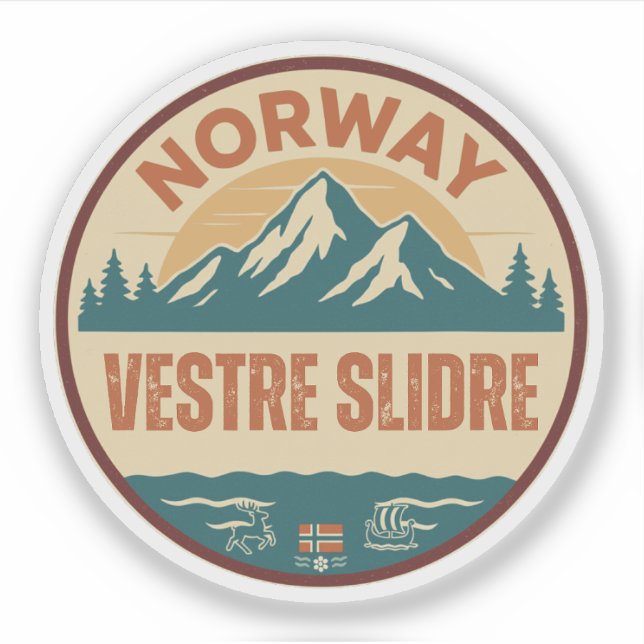 Pegatina Vestre Slidre, Noruega Norge (Anverso)