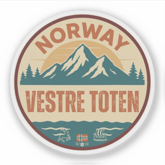 Pegatina Vestre Toten, Noruega Norge (Anverso)