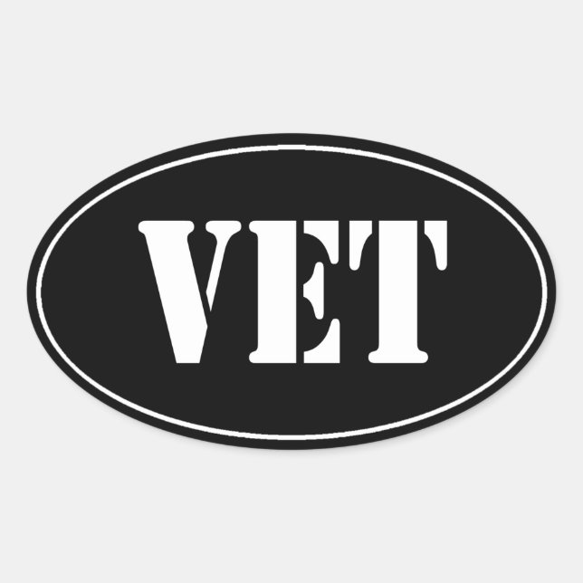 Pegatina VET VETERANO NEGRO Oval (Anverso)