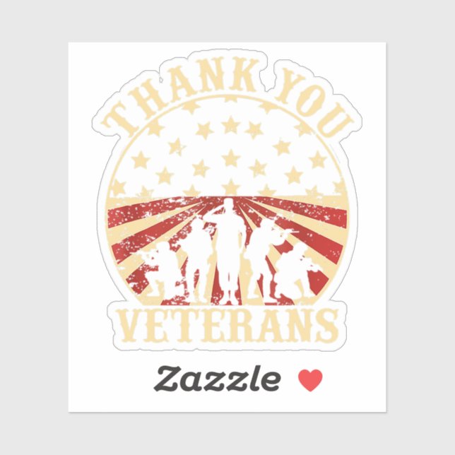 Pegatina Veteranos del Día de la Bandera Americana Gracias  (Hoja)