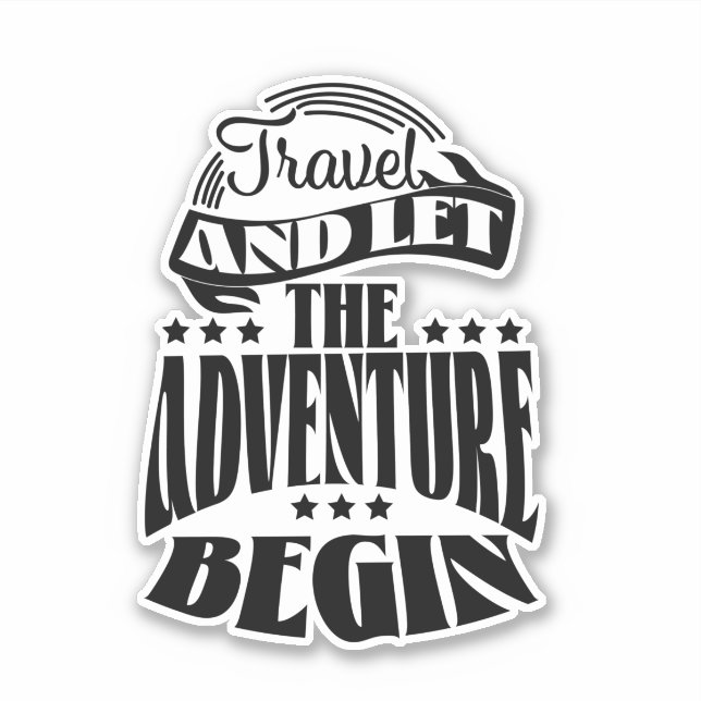 Pegatina Viaja y deja que la aventura comience (Anverso)