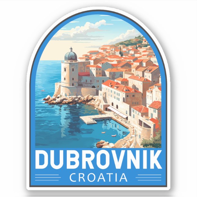 Pegatina Viaje de arte de Dubrovnik Croacia (Anverso)