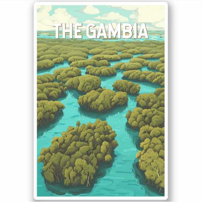 Pegatina Viaje de arte de Ilustracion en Gambia (Anverso)
