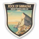 Pegatina Viaje de arte del Rock of Gibraltar<br><div class="desc">Rock de Gibraltar en un estilo vectorial. El Peñón de Gibraltar es un promontorio monolítico de piedra caliza situado en el territorio británico de Gibraltar,  cerca del extremo suroeste de Europa,  en la península ibérica.</div>