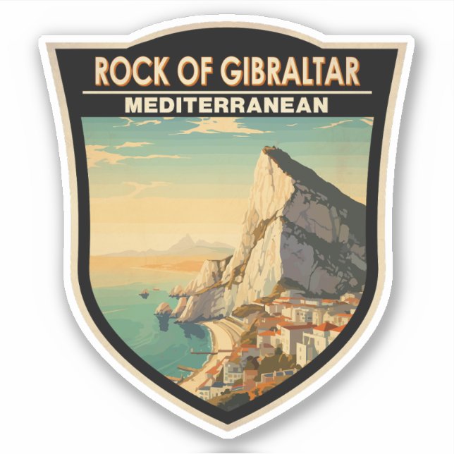 Pegatina Viaje de arte del Rock of Gibraltar (Anverso)