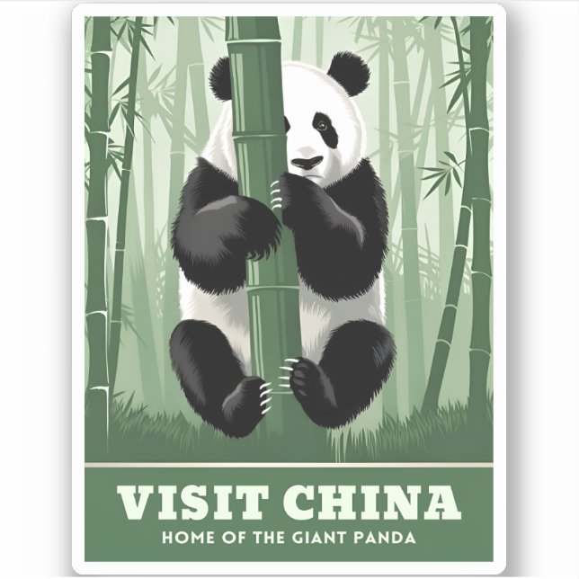 Pegatina Viaje de cosecha China Panda Wildlife Nature Retro (Anverso)