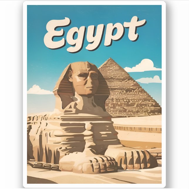 Pegatina Viaje de época El Cairo Pirámide Egipto Gráfico re (Anverso)