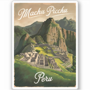 Pegatina Viaje de época Machu Picchu Perú Gráfico retro