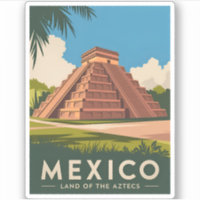 Viaje de época México Azteca Pirámide Retro Gráfic