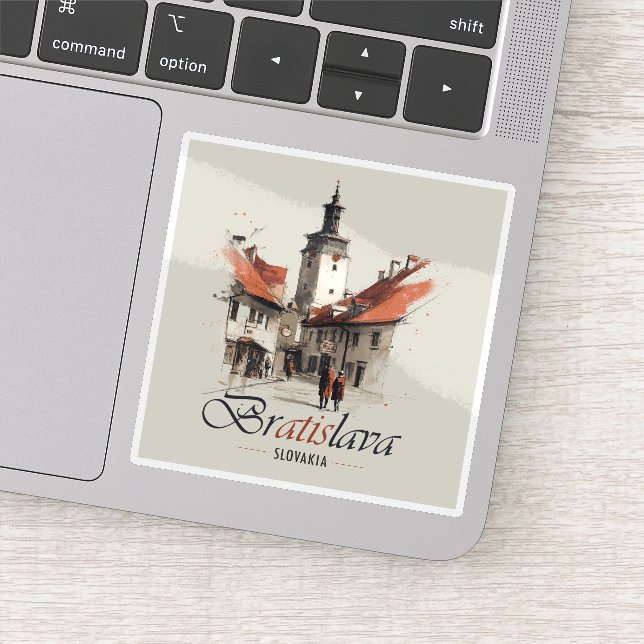 Pegatina Viaje de la Vieja Bratislava Eslovaquia, Torre de  (Detalle)