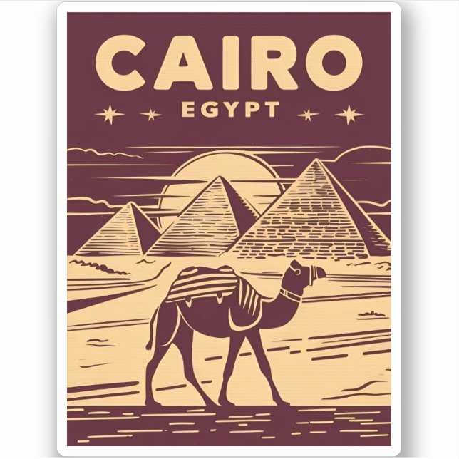 Pegatina Viaje de la vieja pirámide de Egipto retro gráfico (Anverso)