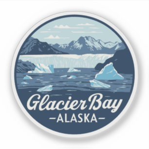 Pegatina Viaje de Vintage de Glaciar Bay Alaska