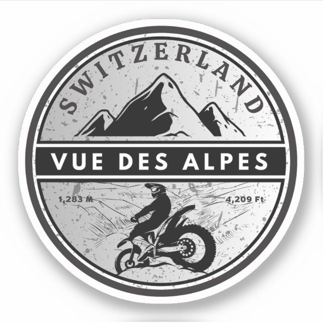 Pegatina Viaje en moto de los Alpes (Anverso)